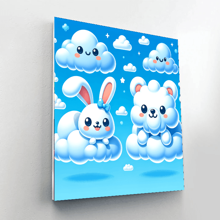 Cuddly Cloud Creatures DIY Paint By Numbers