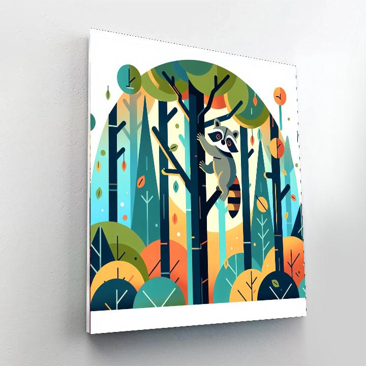 Playful Raccoon Adventure Paint By Color