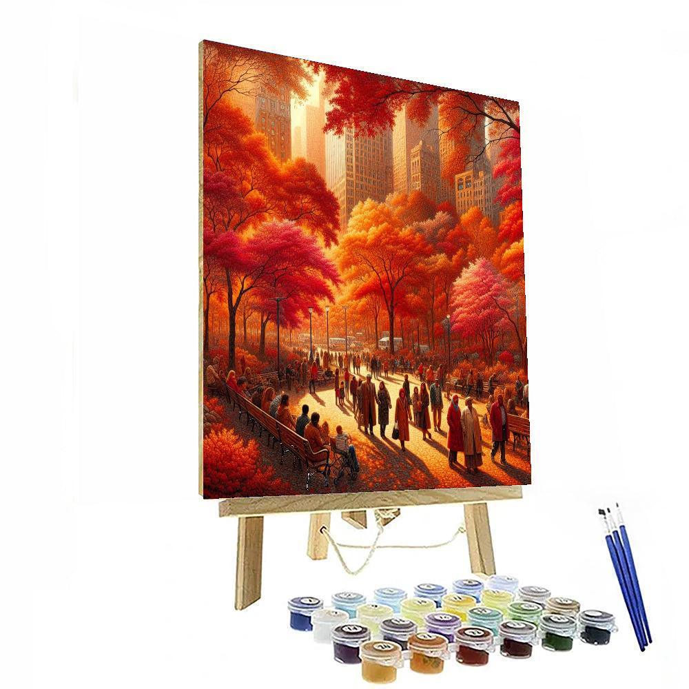 Charming City Park In Autumn Paint By Color