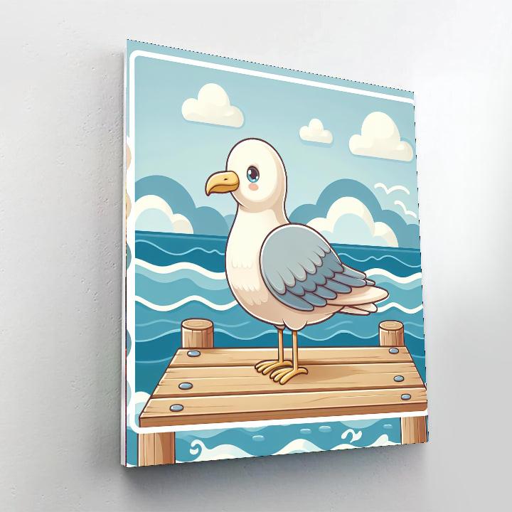 Coastal Guardian Seagull Number Painting