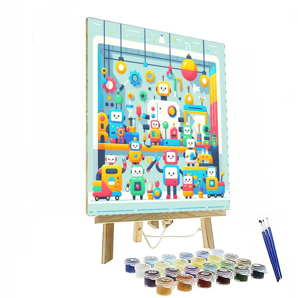 Joyful Robot Workshop Paint By Numbers Art
