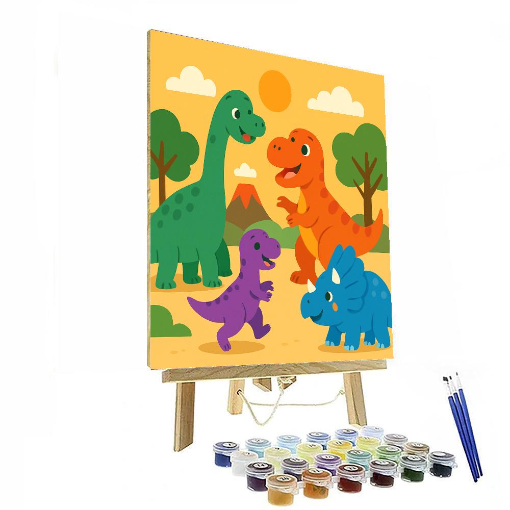Fantastic Dinosaur Friends Paint By Numbers Art