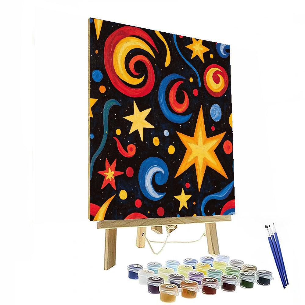 Joan Miró Inspired Whimsical Galaxy  Painting Number Kit
