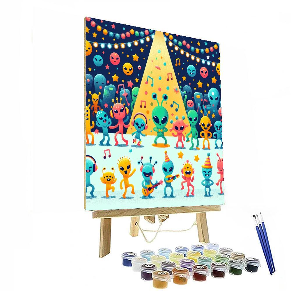Funky Alien Dance Party Paint By Numbers Art