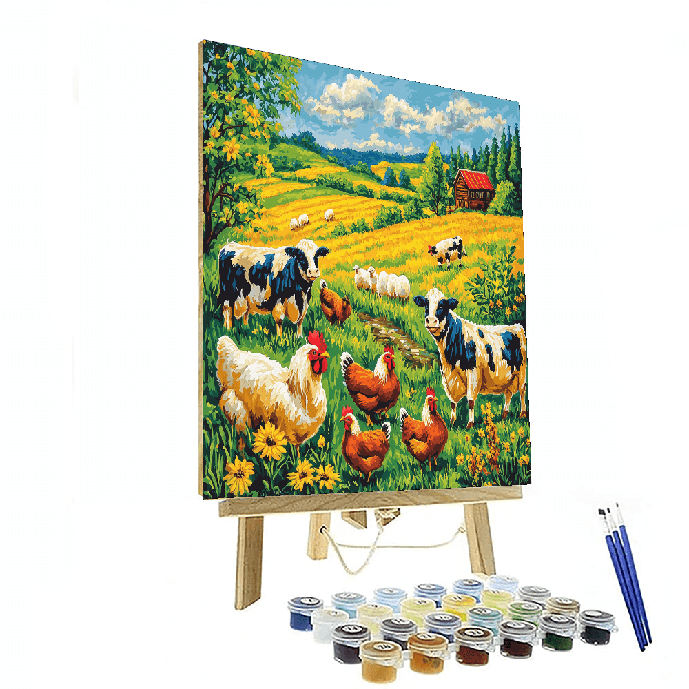Grant Wood Inspired Whimsical Farm - DIY Painting By Numbers Kit