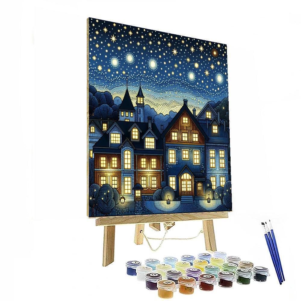Starry Night Village Paint By Number