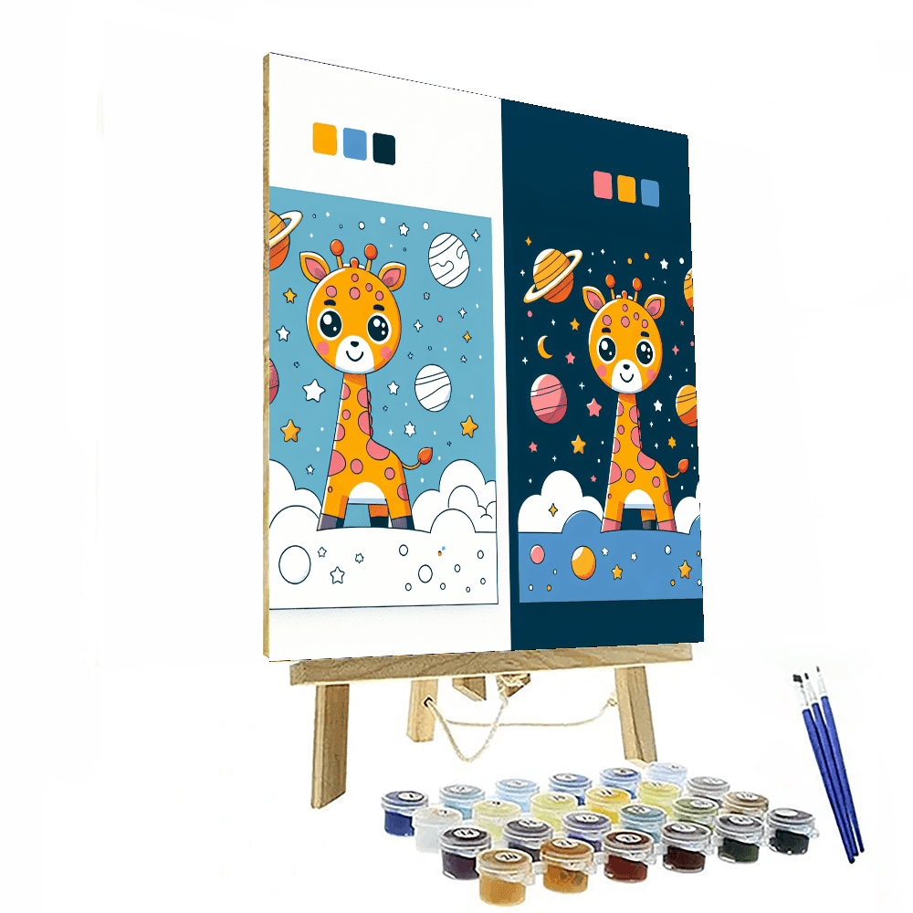Space-exploring Giraffe Painting Number Kit