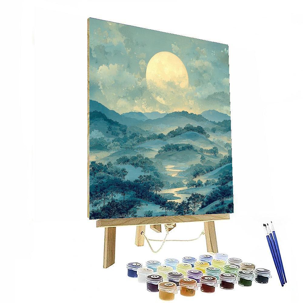 Hiroshige Inspired Mystic Moonrise  Number Painting