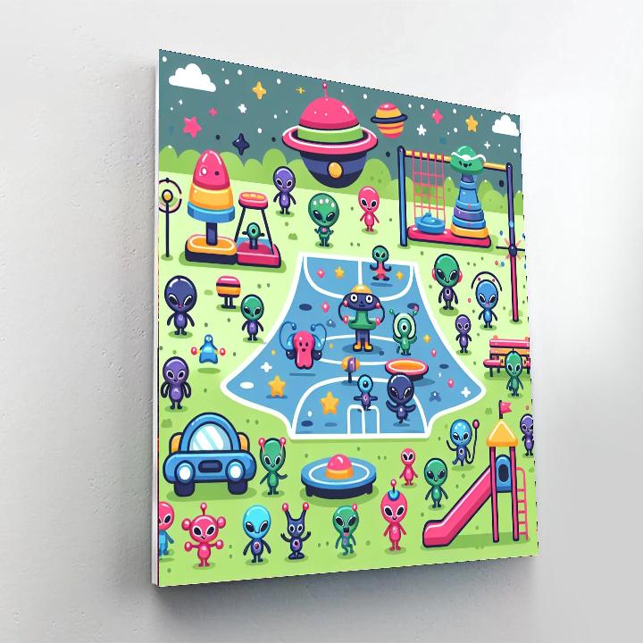 Funny Alien Playground Painting Number Kit