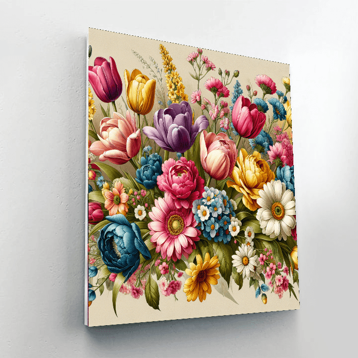 Colorful Flower Bouquet Painting Number Kit