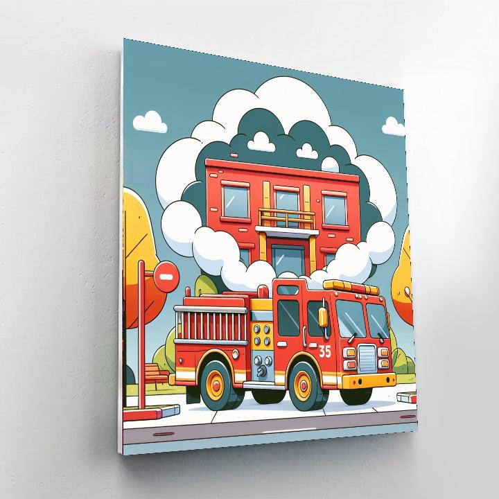 Fancy Firetruck Number Painting