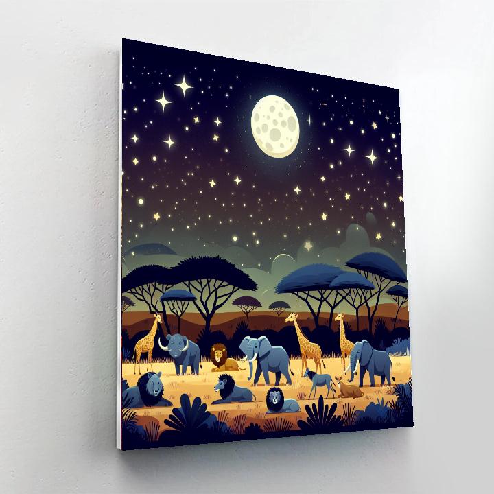 Starlit Savannah Night Painting Number Kit