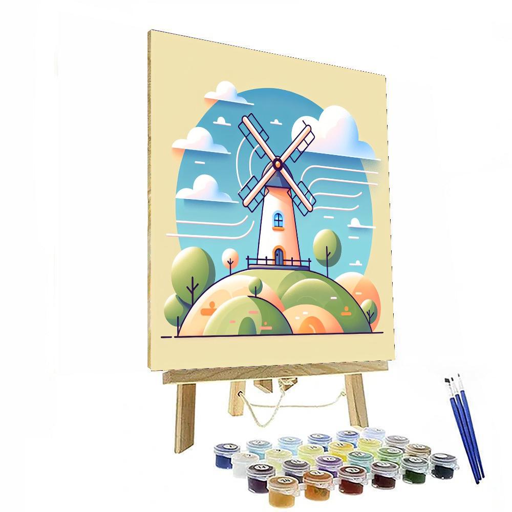 Windy Hilltop Windmill DIY Paint By Numbers