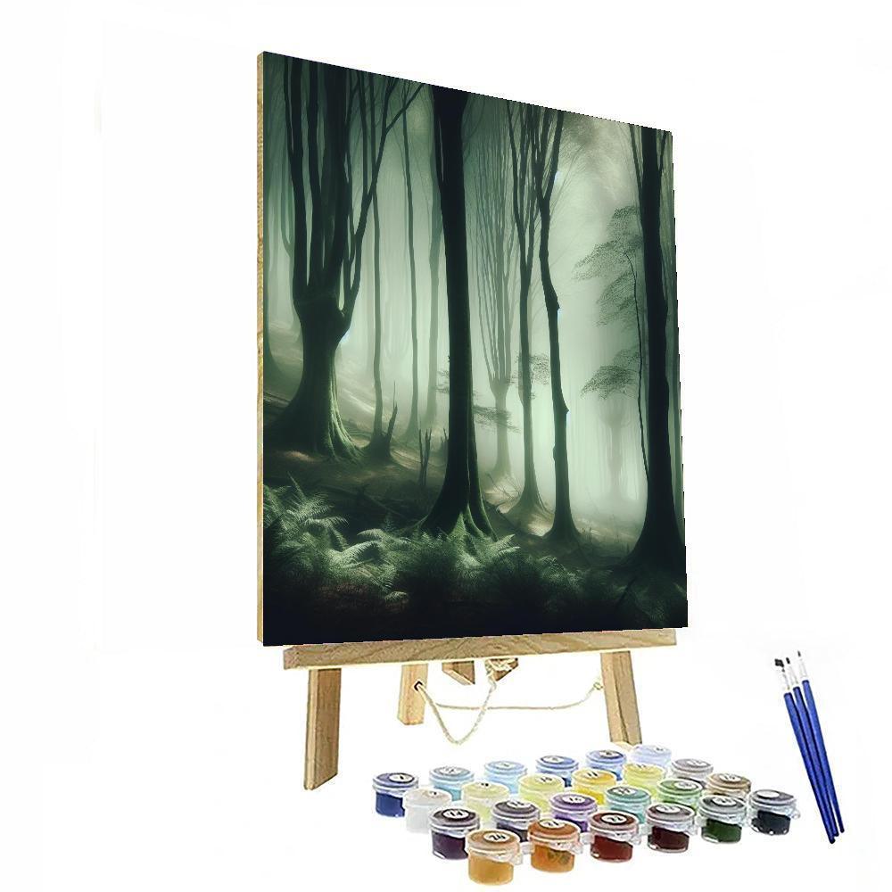 Ethereal Misty Forest Number Painting