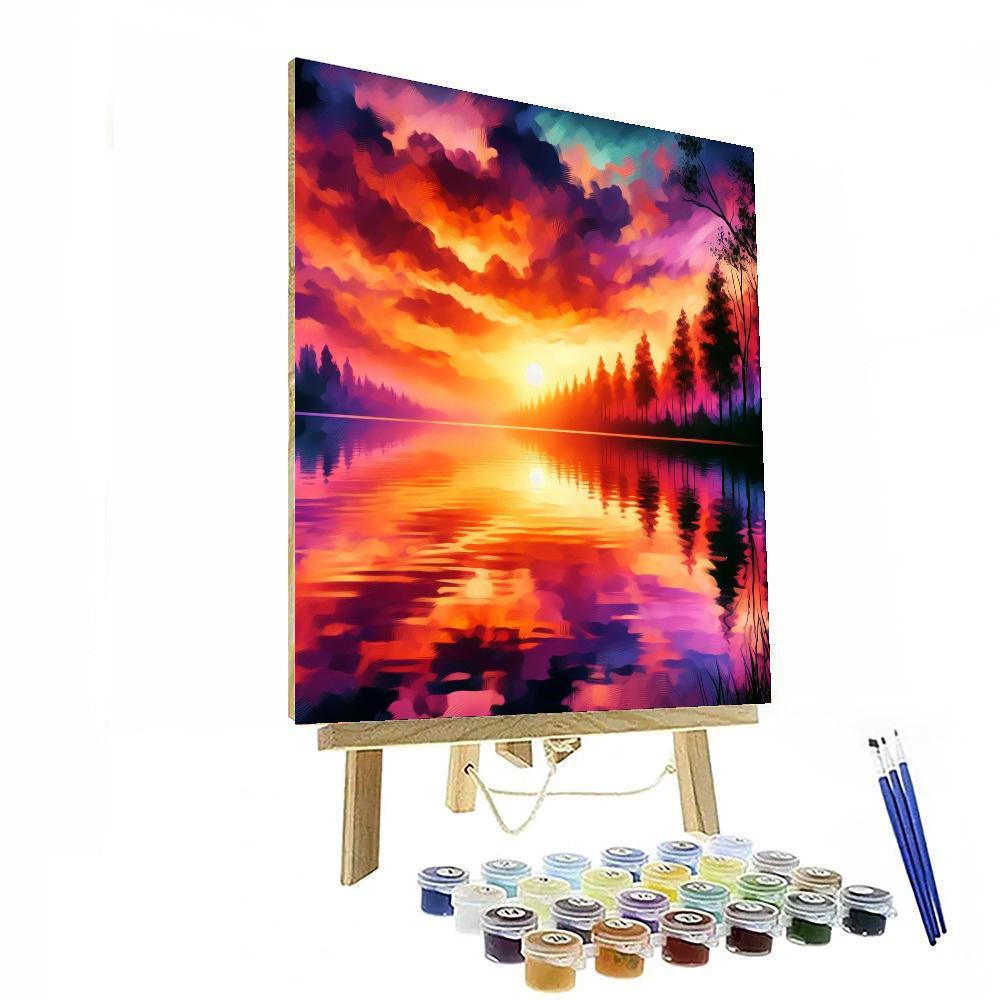 Dreamy Sunset At The Lake Paint By Color