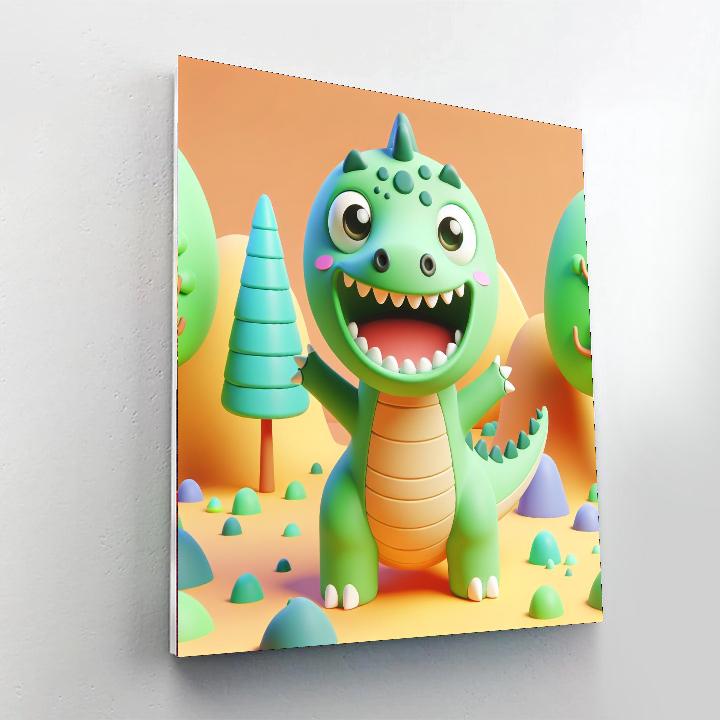 Giggly Dinosaur Paint By Number