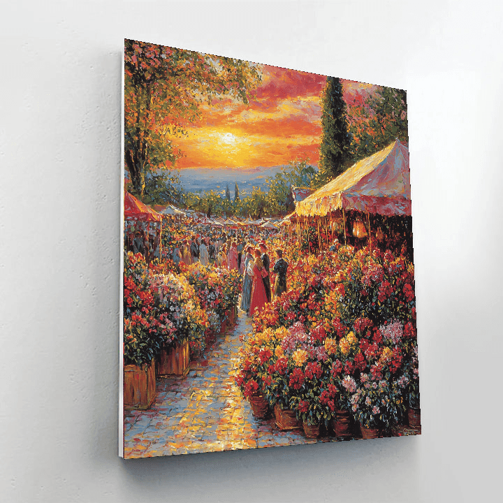 Pierre-Auguste Renoir Inspired Flower Market At Dusk  Paint By Numbers Art