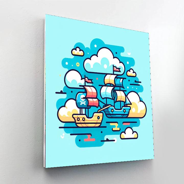 Cloudland Pirate Ships Paint By Numbers Art