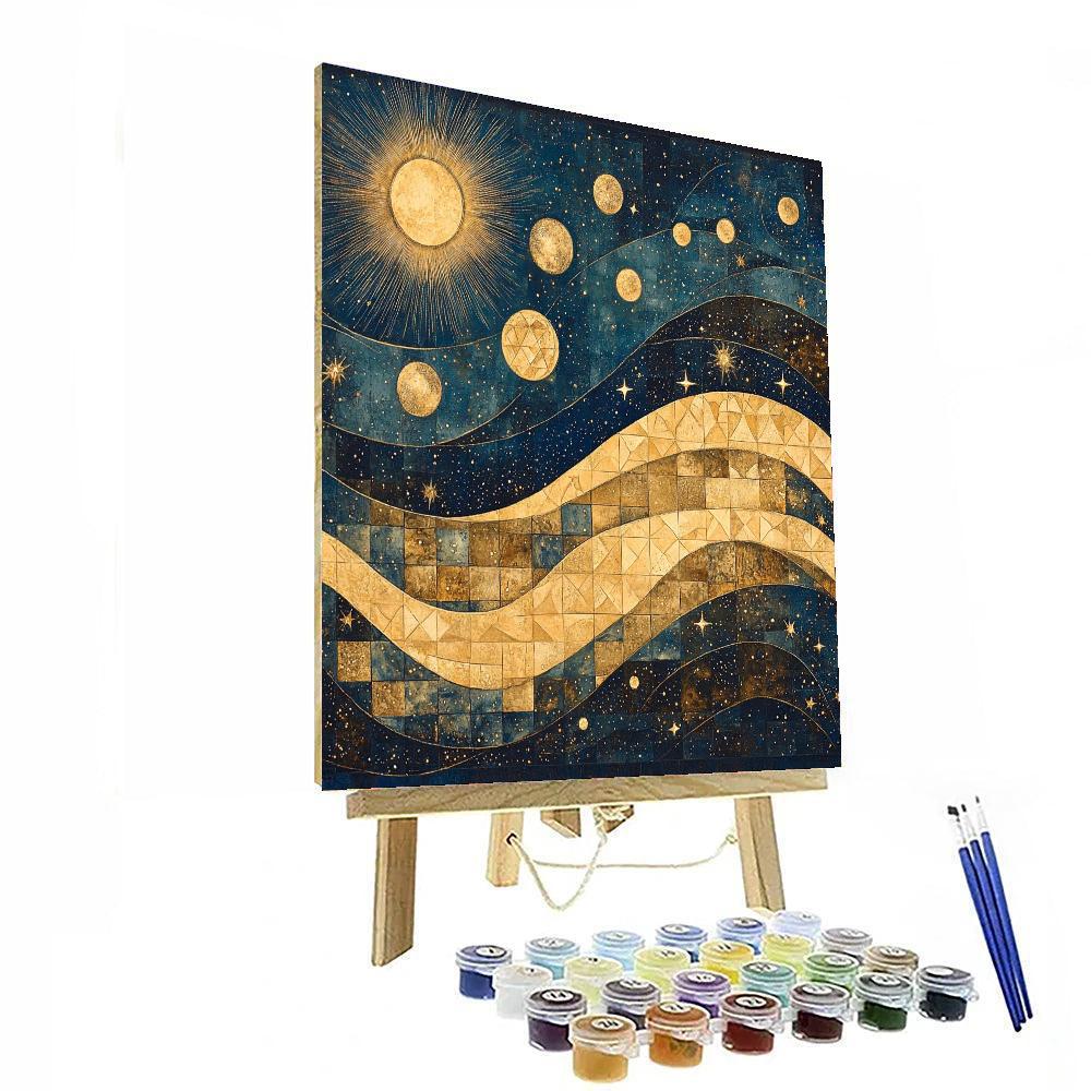 Gustav Klimt Inspired Celestial Harmony Mural  Paint By Numbers Art