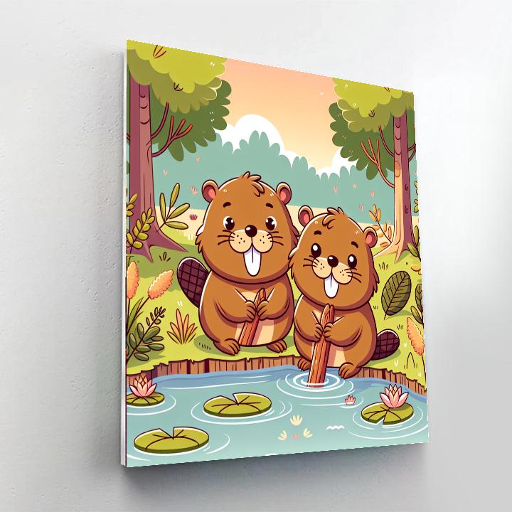 Bubbling Beavers Number Painting