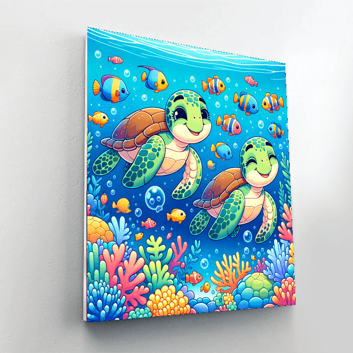 Friendly Sea Turtles Painting By Numbers Kit