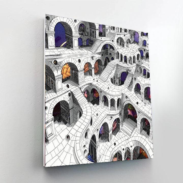M.C. Escher Inspired Architectural Fantasies  Paint By Number