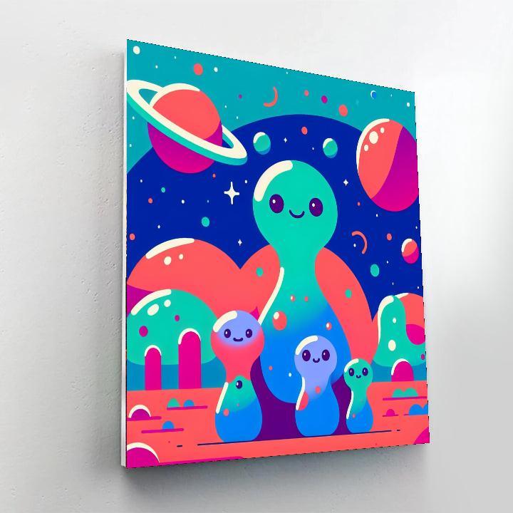 Friendly Alien World Number Painting