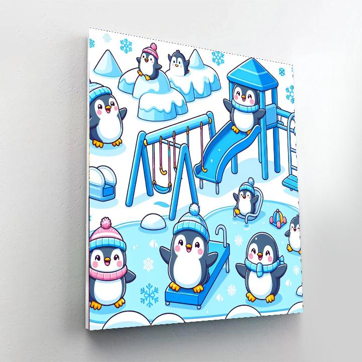 Happy Penguin Playground Paint By Color