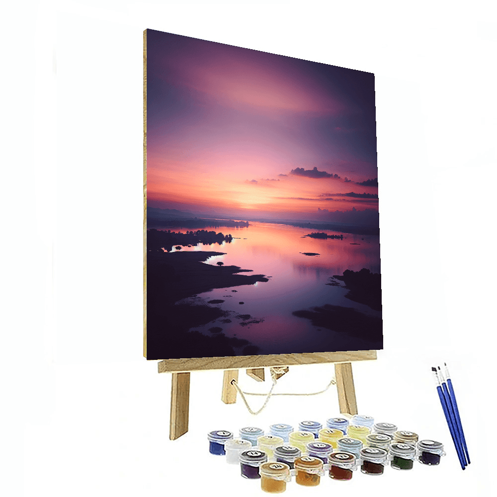 Dreamy Lakeside Dusk Number Painting