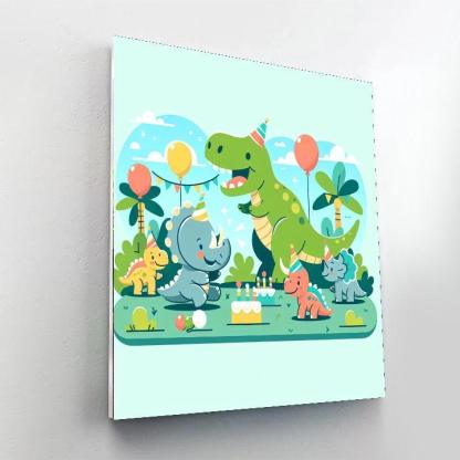 Giggling Dino Party Paint By Numbers Art