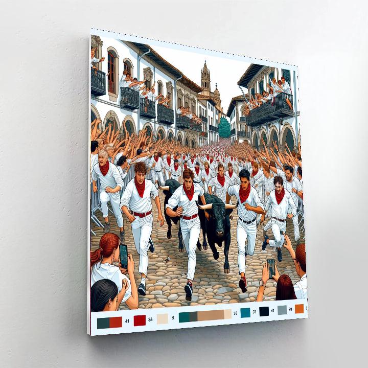 Día De San Fermín - Pamplona, Spain Painting Number Kit