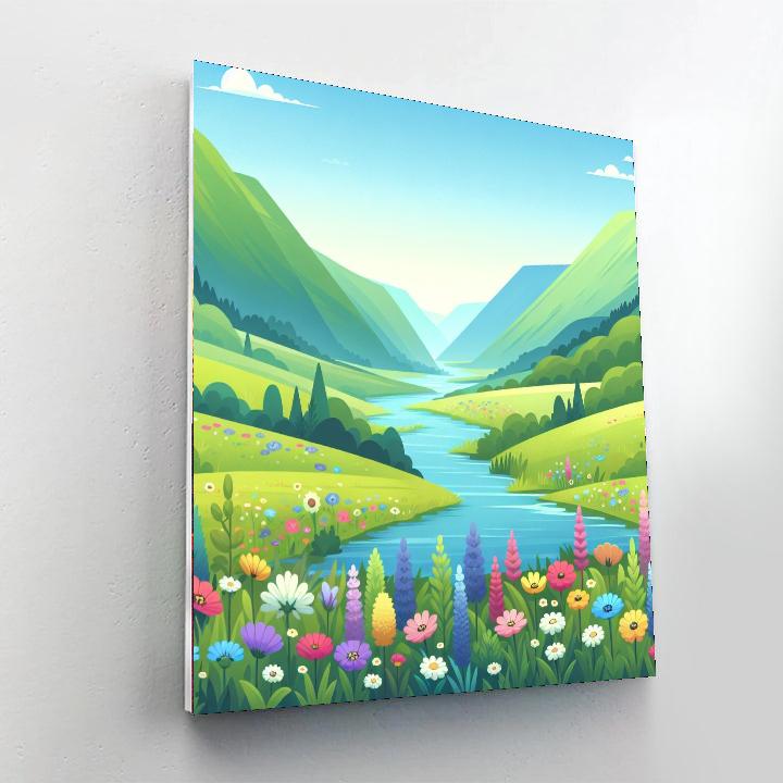 Peaceful Valley Scene Painting Number Kit