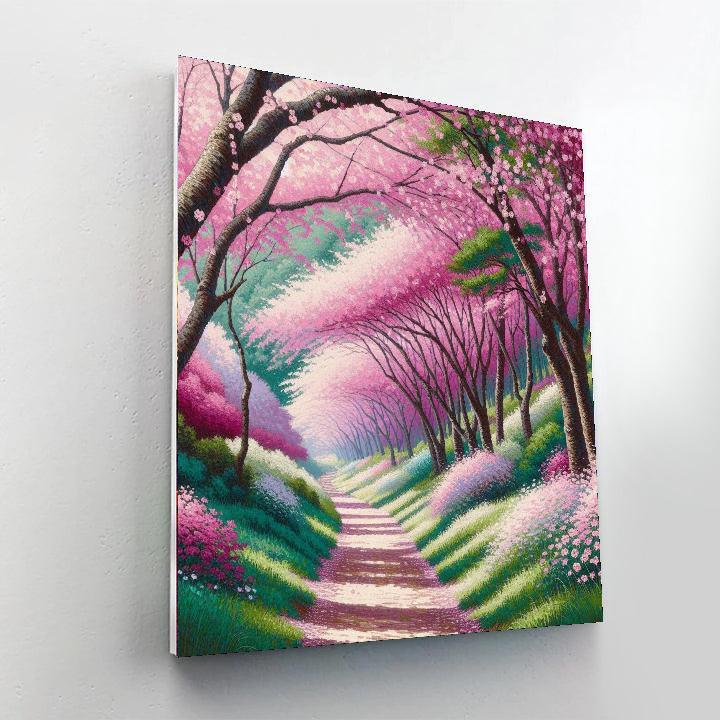 Japanese Cherry Blossom Trail Number Painting