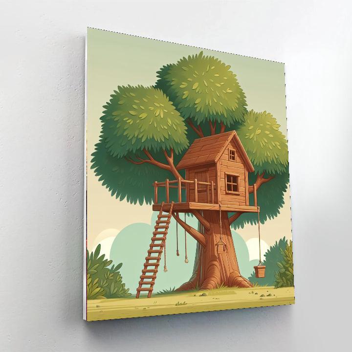 Cozy Treehouse Number Painting
