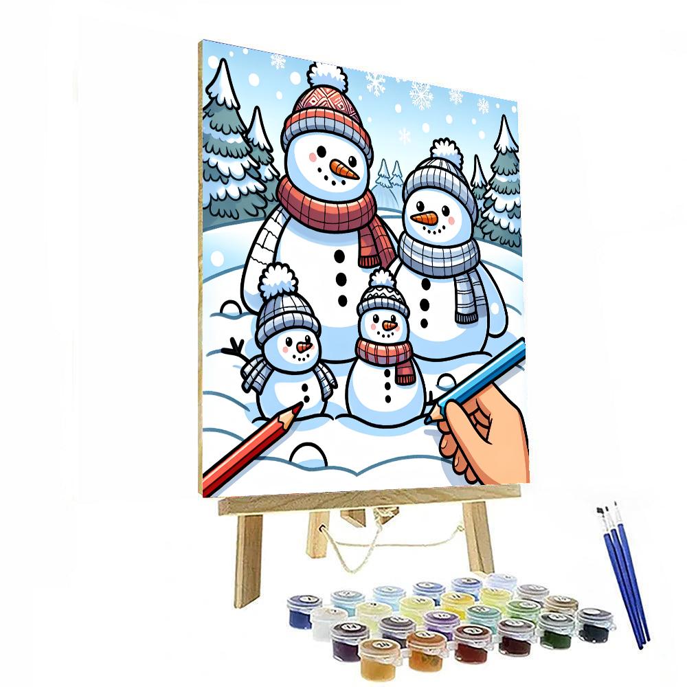 Bubbly Snowman Family Paint By Color