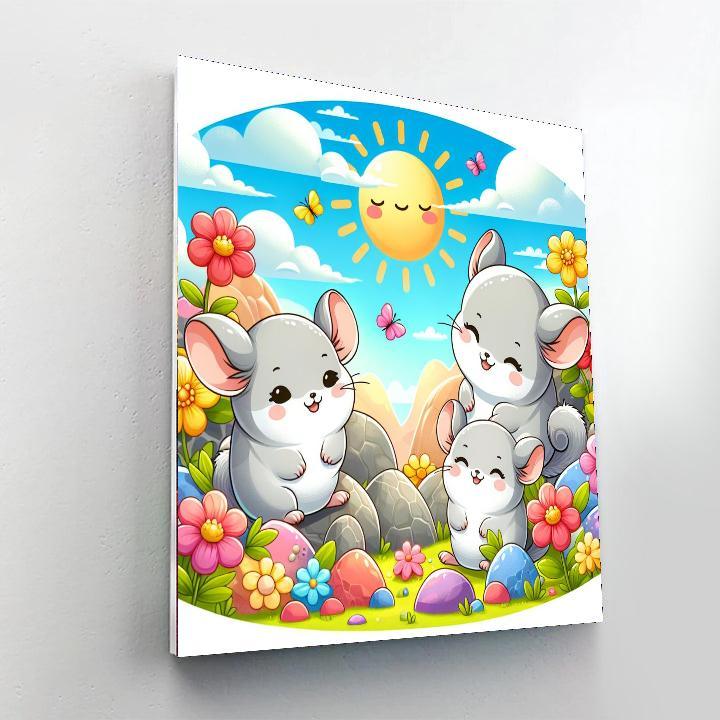 Cheerful Chinchillas Number Painting