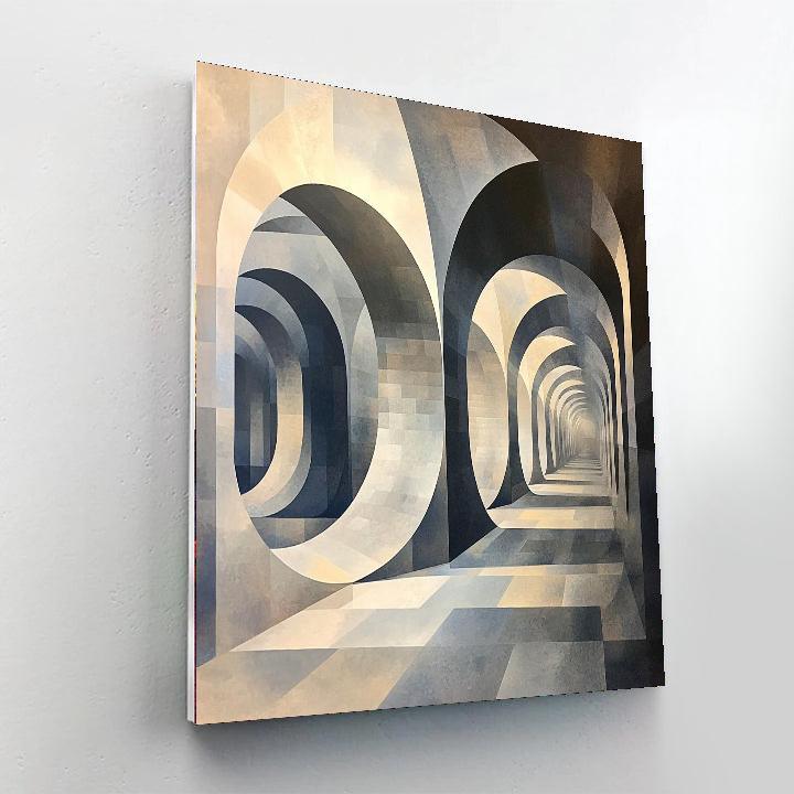 M.C. Escher Inspired Illusory Space  Number Painting