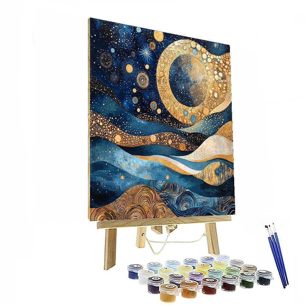 Gustav Klimt Inspired Astral Harmony Confluence  Painting By Numbers Kit