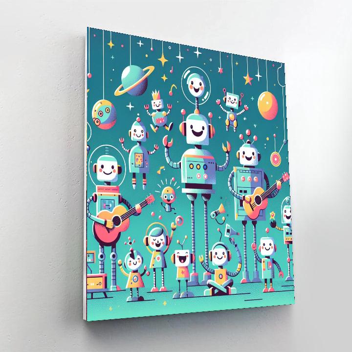 Friendly Robot Family Paint By Color