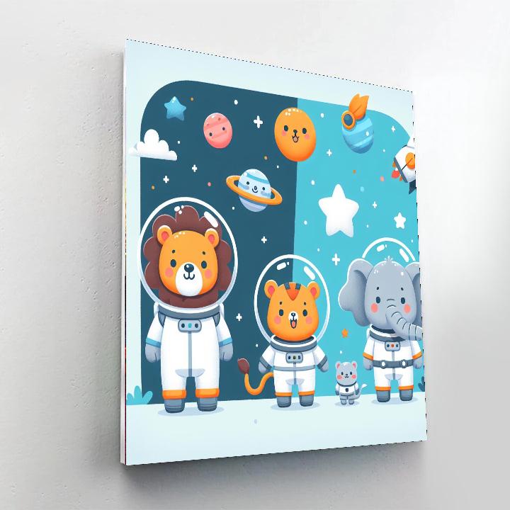 Astronaut Animal Pioneers Paint By Numbers Art