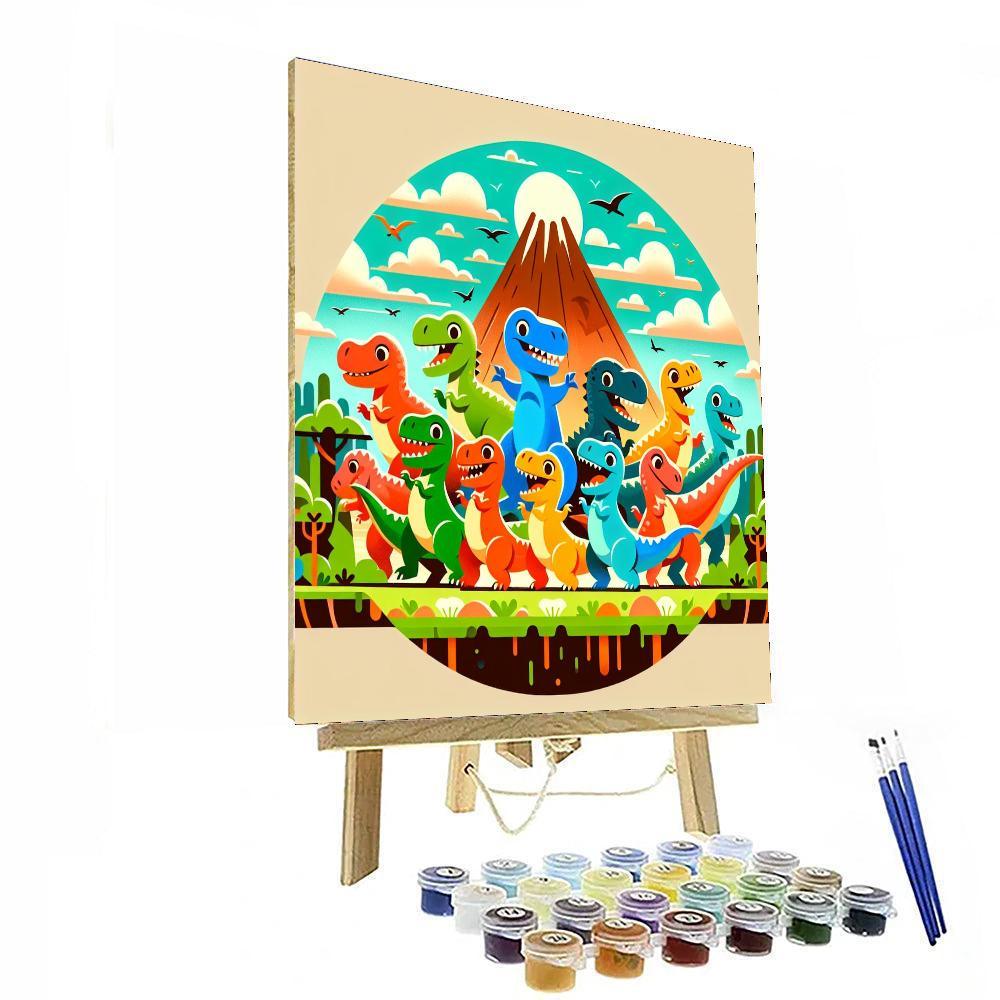 Dancing Dinosaurs Delight Numbered Painting Kits
