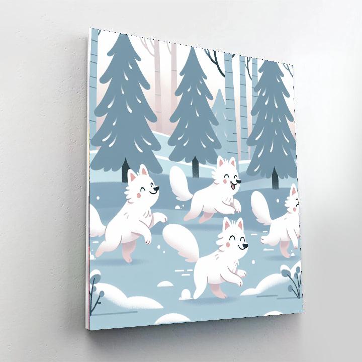 Winter Wonderland Wolves Painting Number Kit