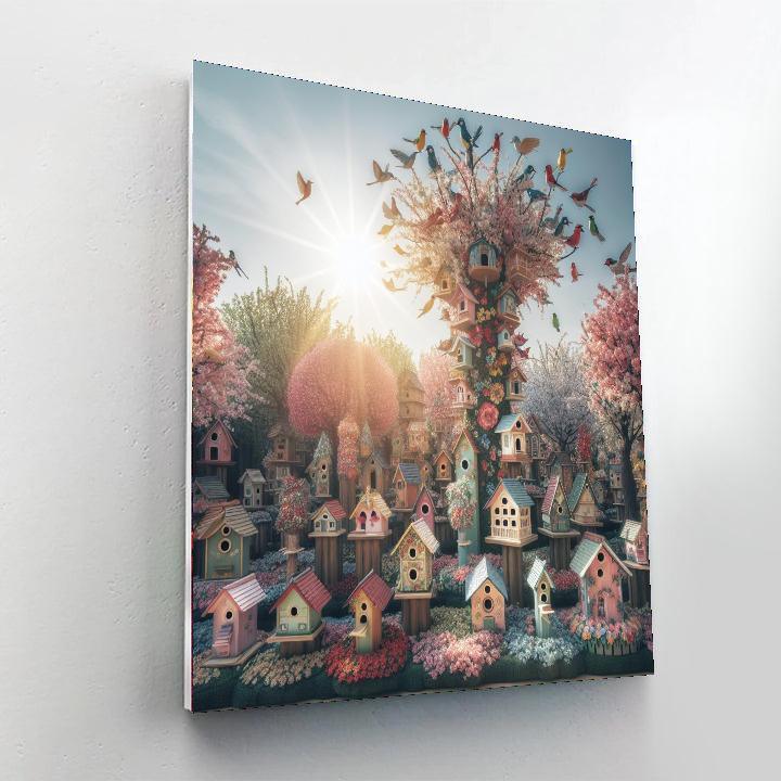 Whimsical Birdhouse Village DIY Paint By Numbers