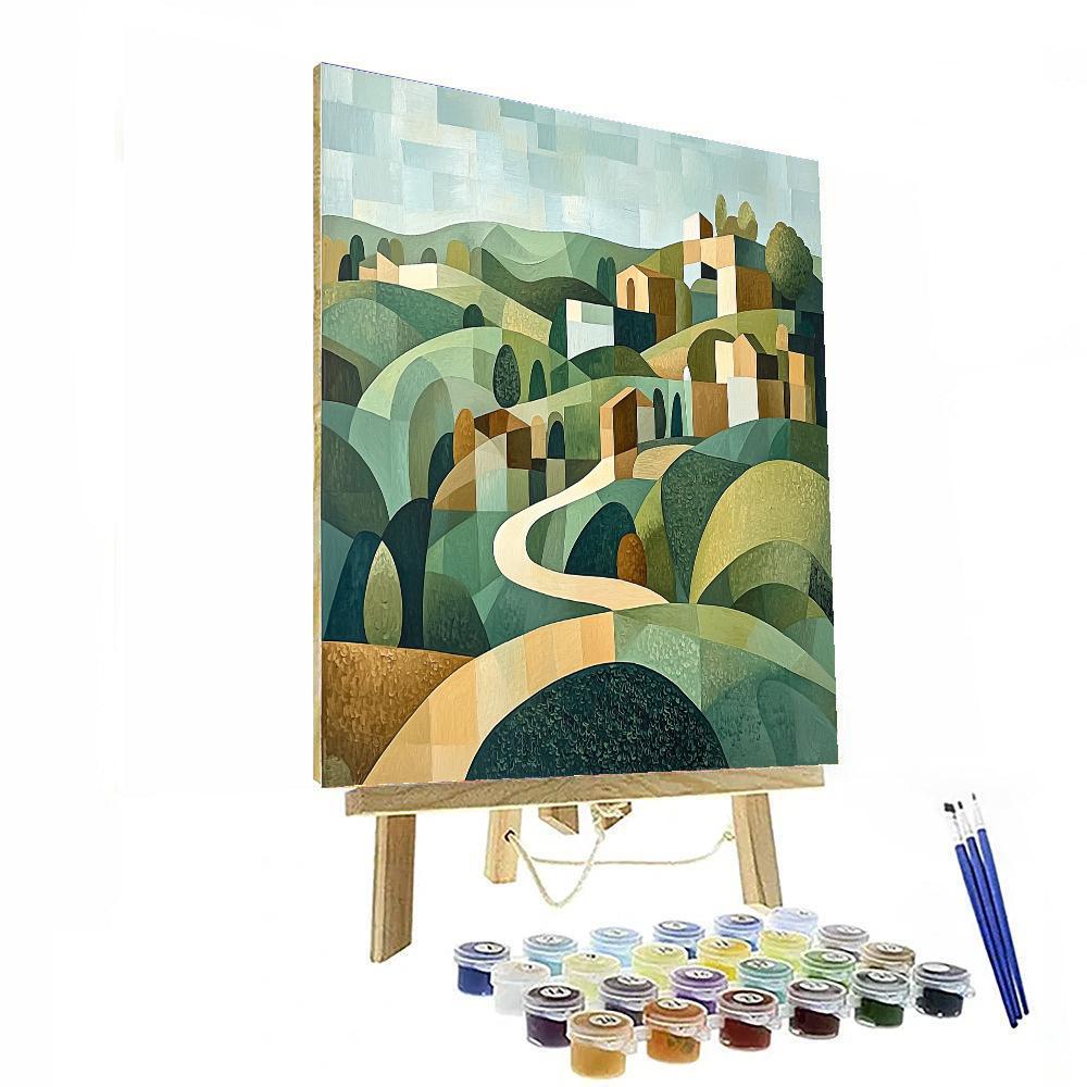 Pablo Picasso Inspired Cubist Landscape  Paint By Color
