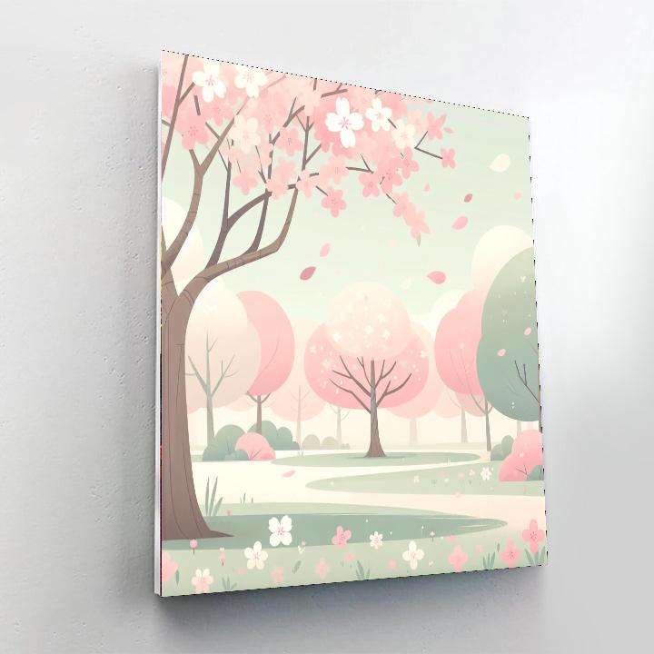 Charming Cherry Blossom Park Paint By Color