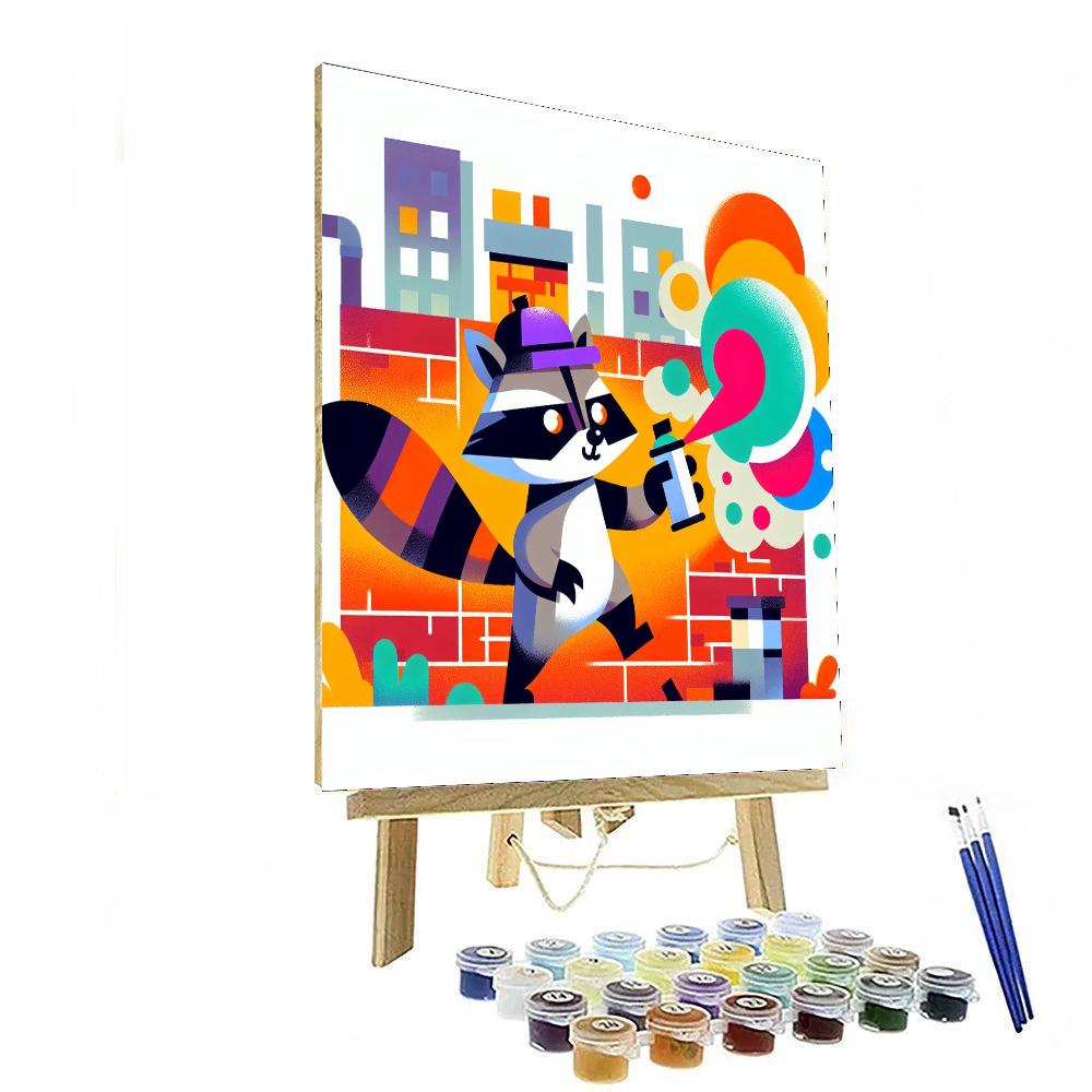 Urban Artist Raccoon Number Painting