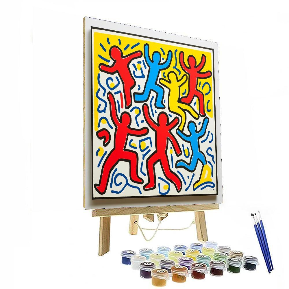 Keith Haring Inspired Colorful Friends  DIY Paint By Numbers