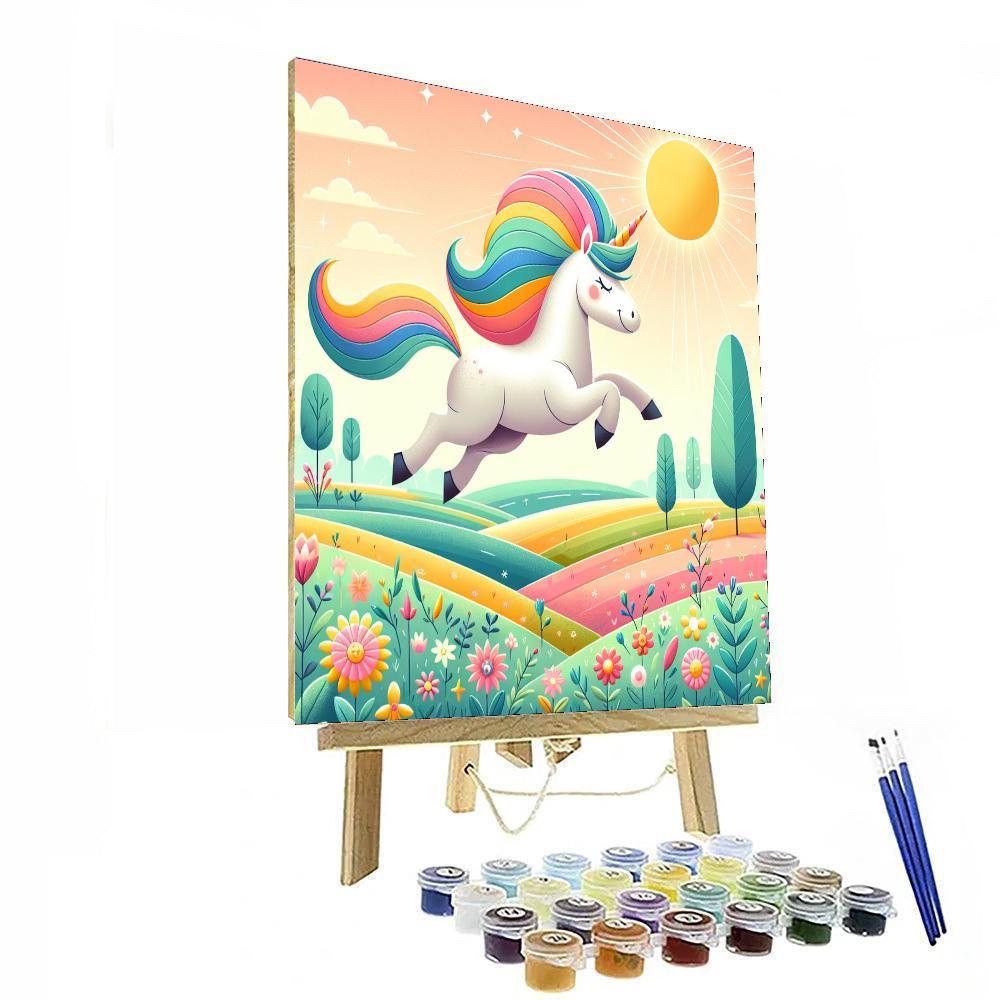Bouncing Rainbow Unicorn Paint By Number