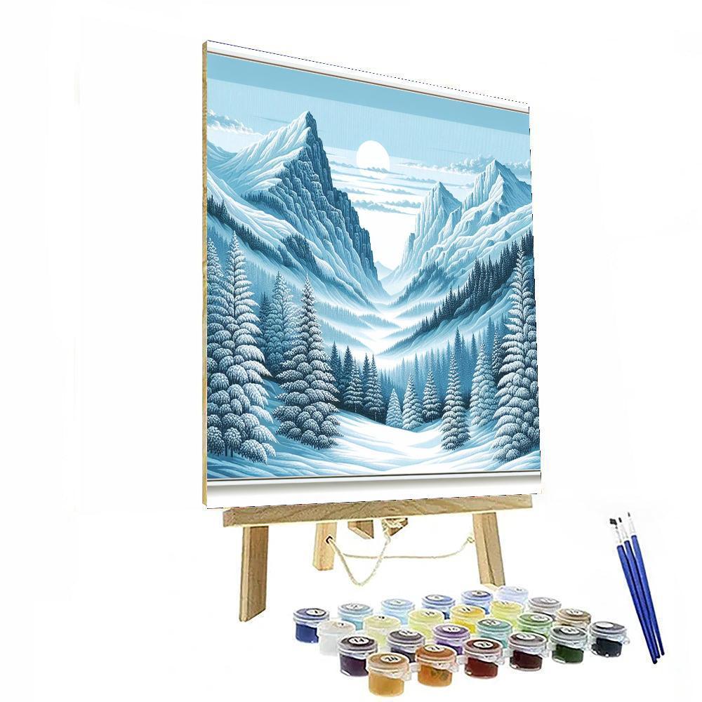 Majestic Winter Mountains Painting Number Kit