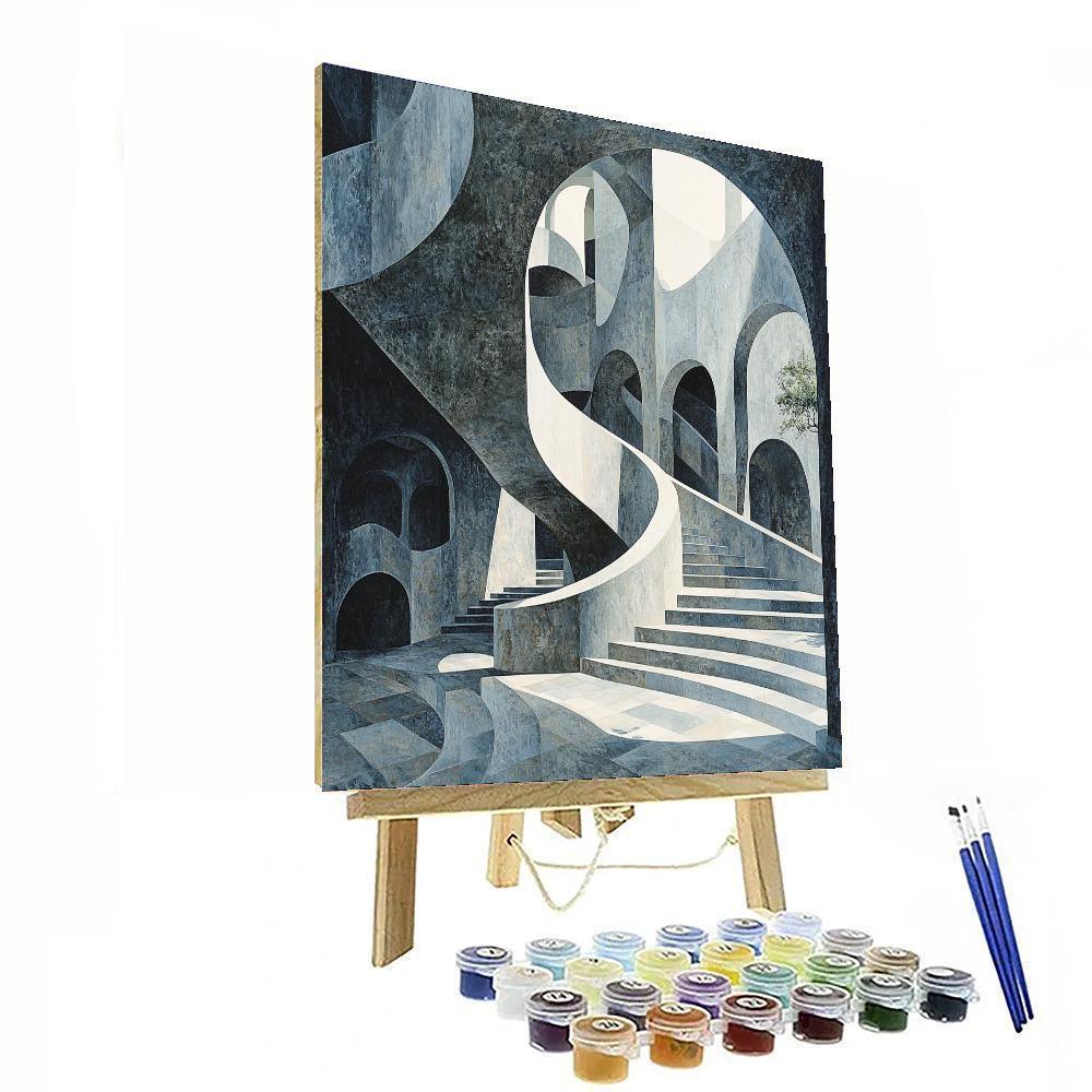 M.C. Escher Inspired Cascading Paradox  Number Painting